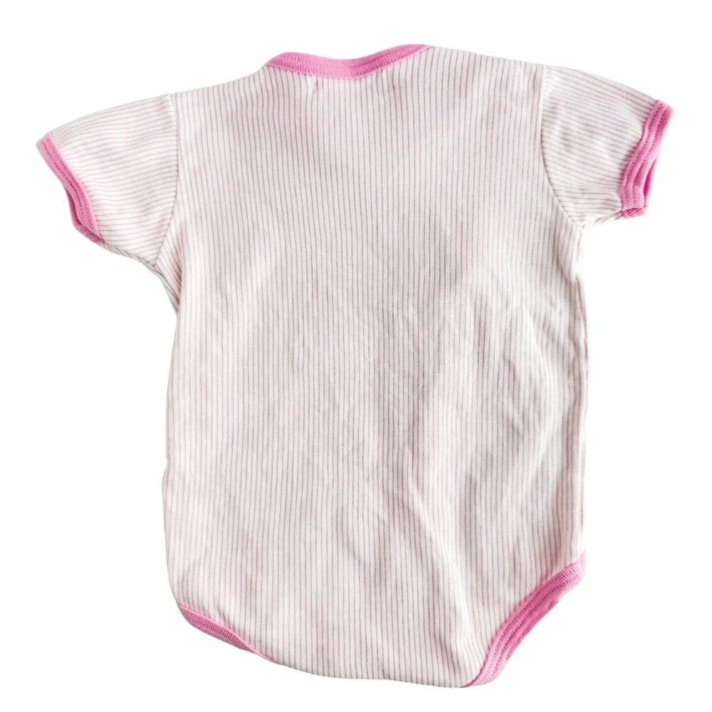 Vintage Gymboree Pink Stripe Ribbed Side Snap Bodysuit One Piece 80s 90s Size M